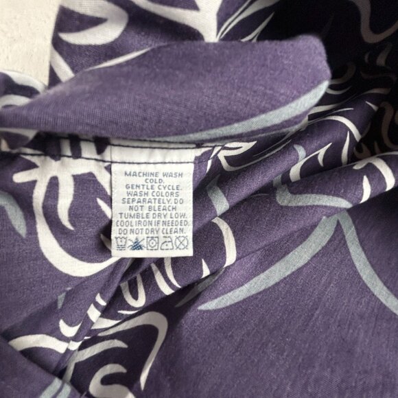 Reyn Spooner Mens Hawaiian Shirt Large Purple White Leaf Print Button-Down - Picture 7 of 7
